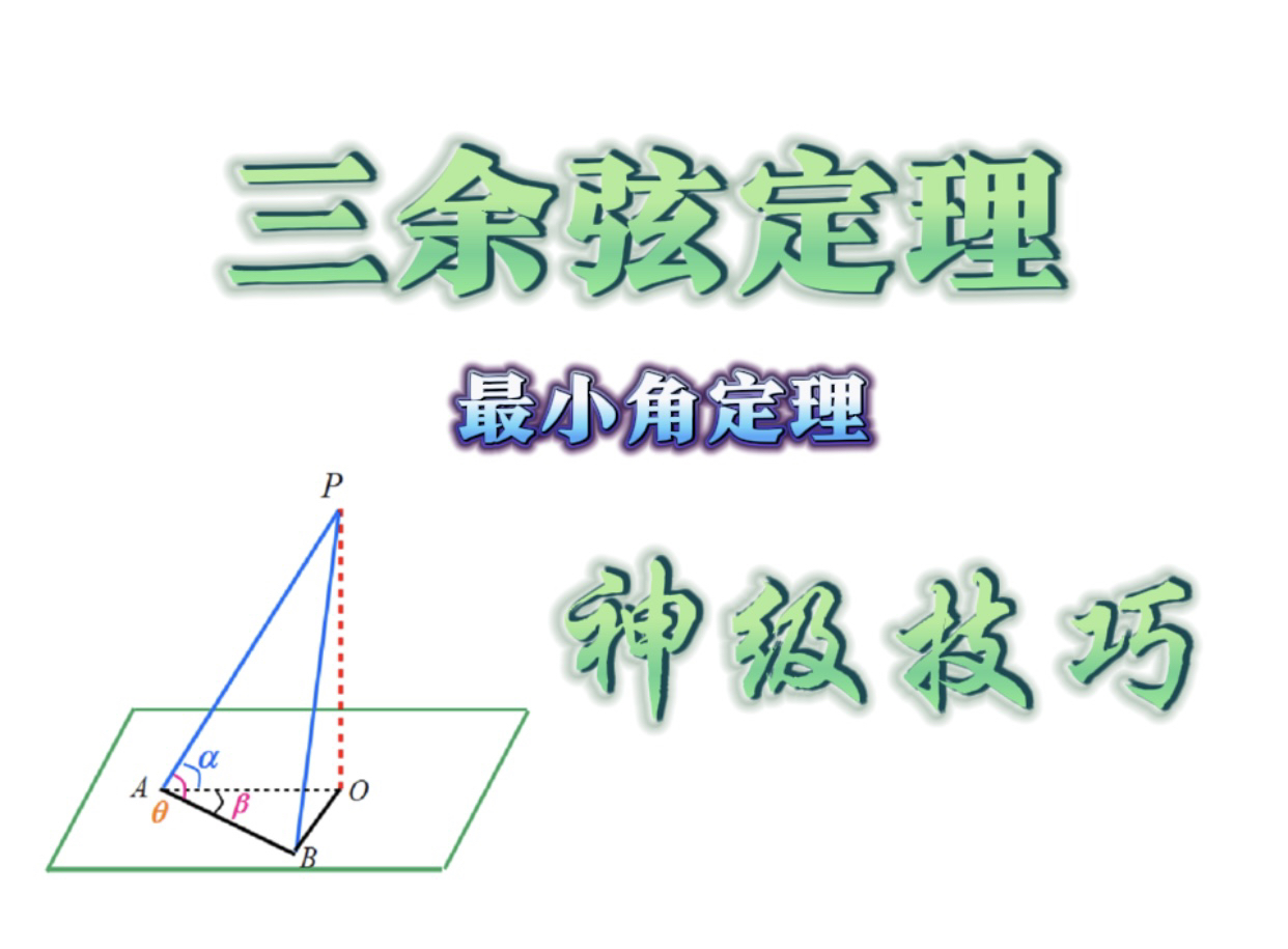 高中数学,立体几何神级技巧【三余弦定理】最小角定理,教你深度理解哔哩哔哩bilibili