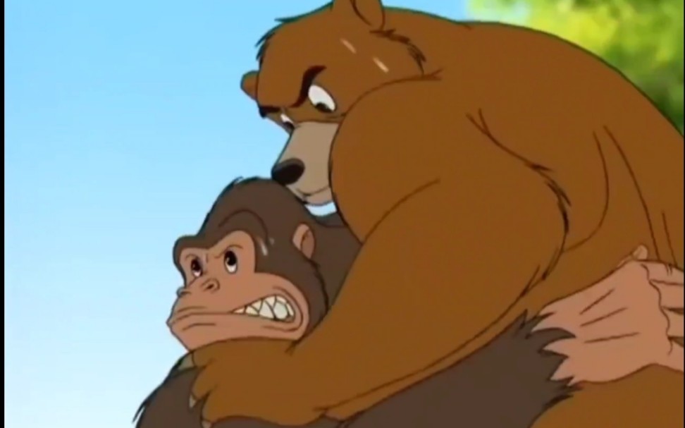 棕熊和大猩猩摔跤