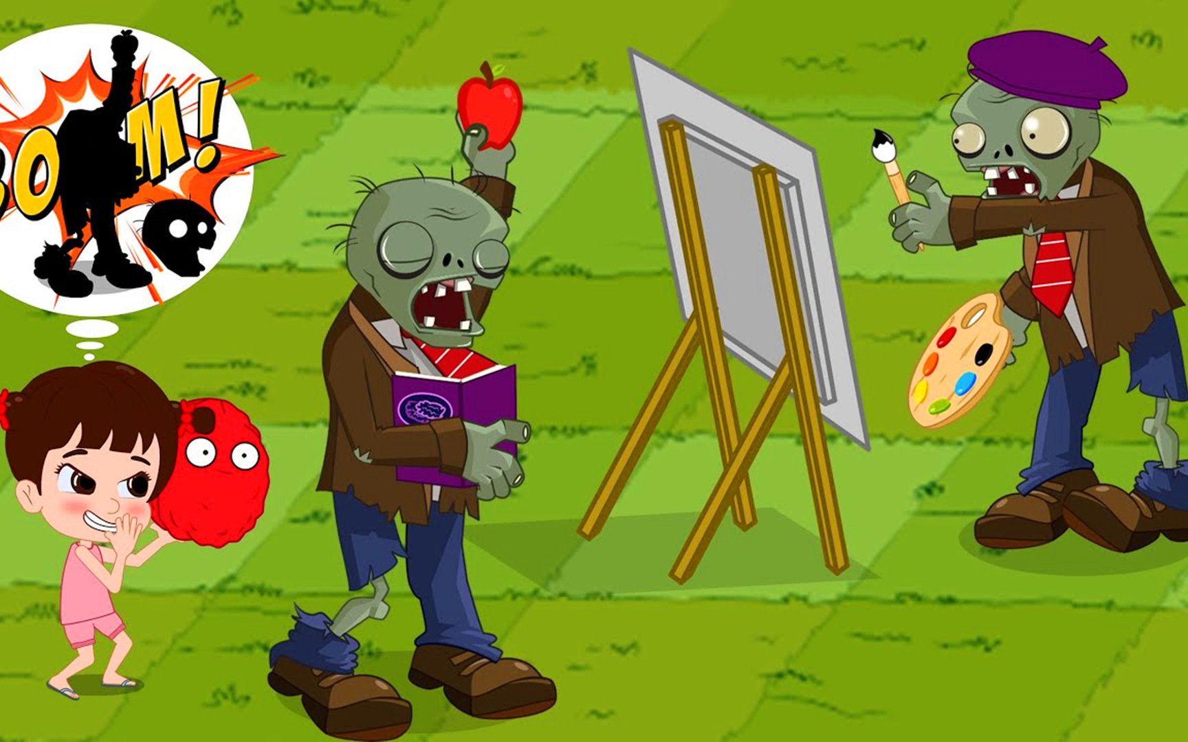 植物大战僵尸动画:萌萌小女孩vs画家僵尸,她能打败僵尸吗?