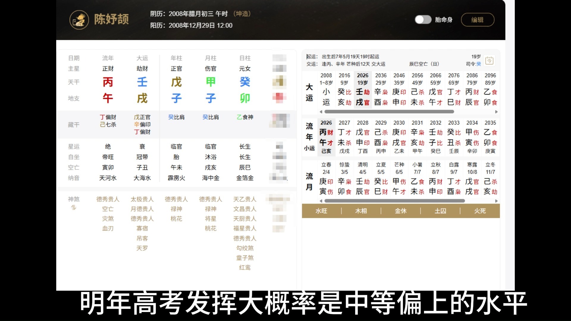 陈妤颉的八字启示及2027预测