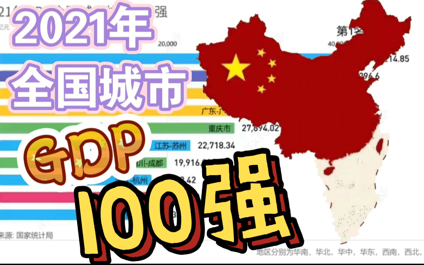 [图]全网首发！2021年全国百强城市GDP排名 京沪首破4万亿【数据可视化】