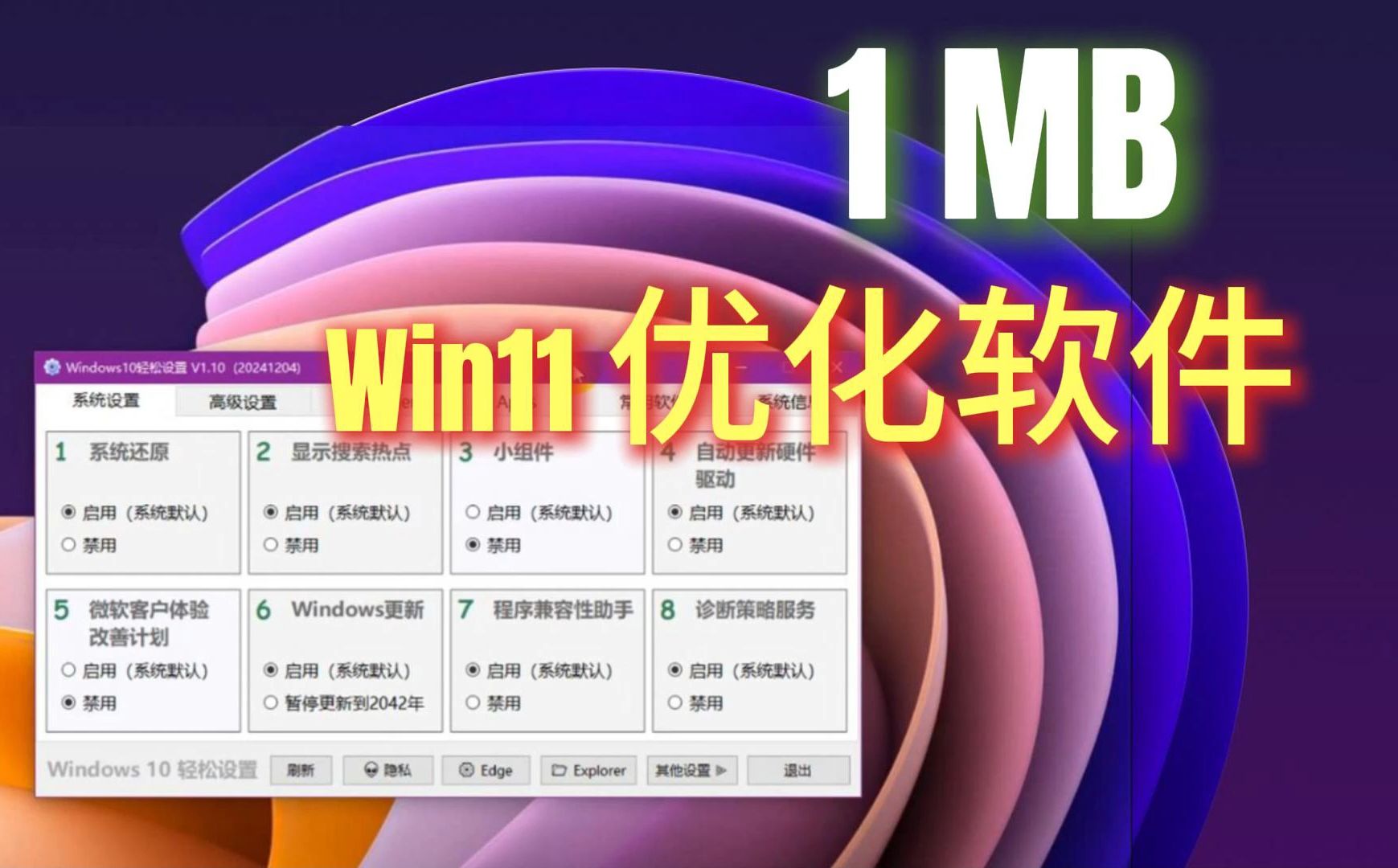 win11win10仅1M优化软件哔哩哔哩bilibili