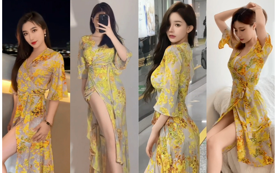 【硬盘女神】黄色战袍,女神最爱的黄色碎花裙!