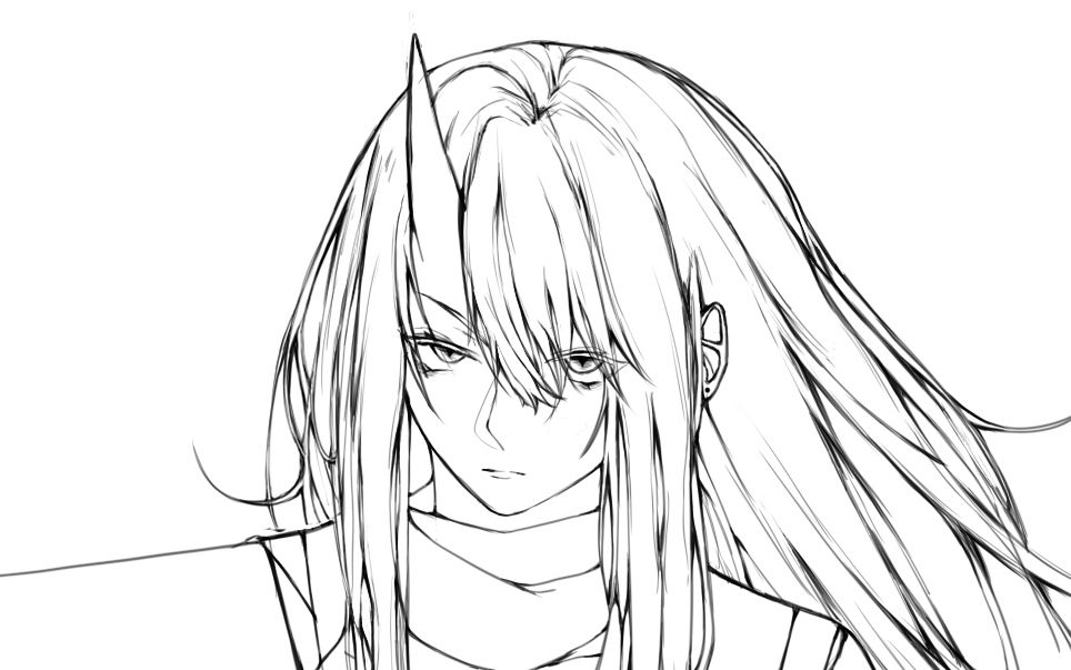 线稿明日方舟星熊鬼姐救我狗命