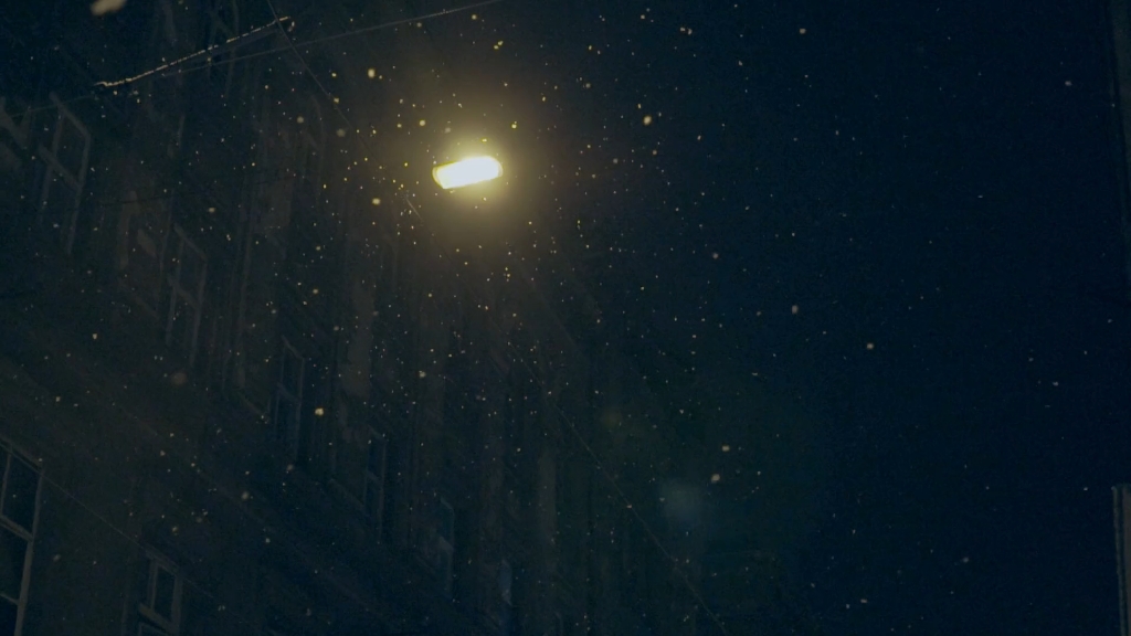 空镜头雨夜路灯