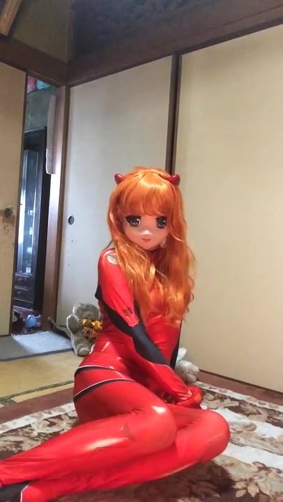 eva明日香变身!美女面具头壳cosplay易容(nk293)