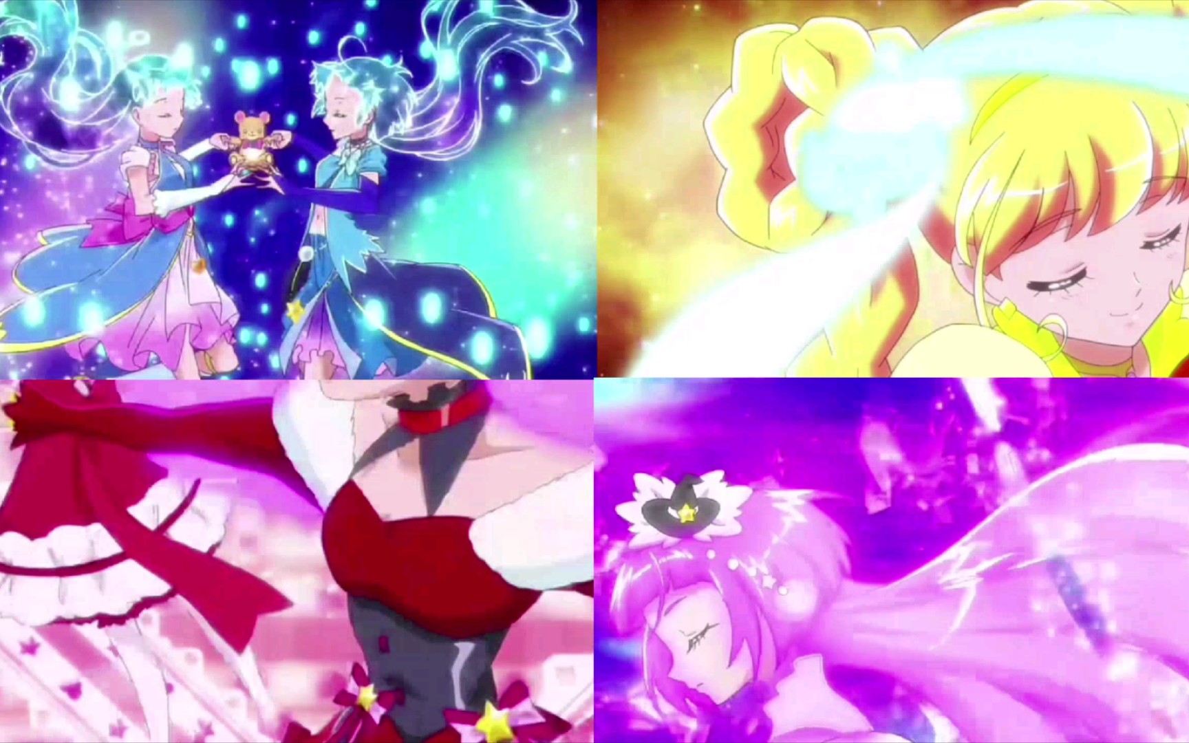 四格对比//魔法使光之美少女☆四种变身的不同形态 朝日奈未来 十六夜