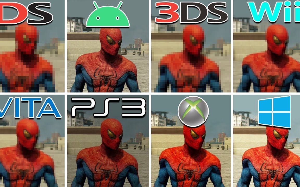 [图]《超凡蜘蛛侠》 NDS vs Android vs 3DS vs Wii vs PSV vs PS3 vs Xbox 360 vs PC 游戏画面对比