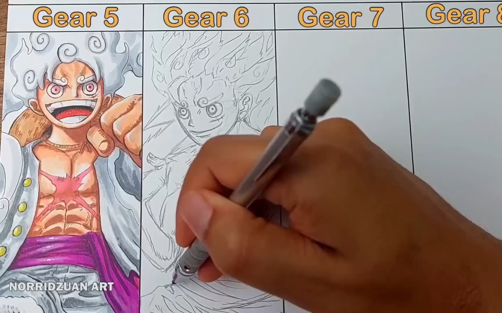 画出路飞5,6,7,8,9档的形态