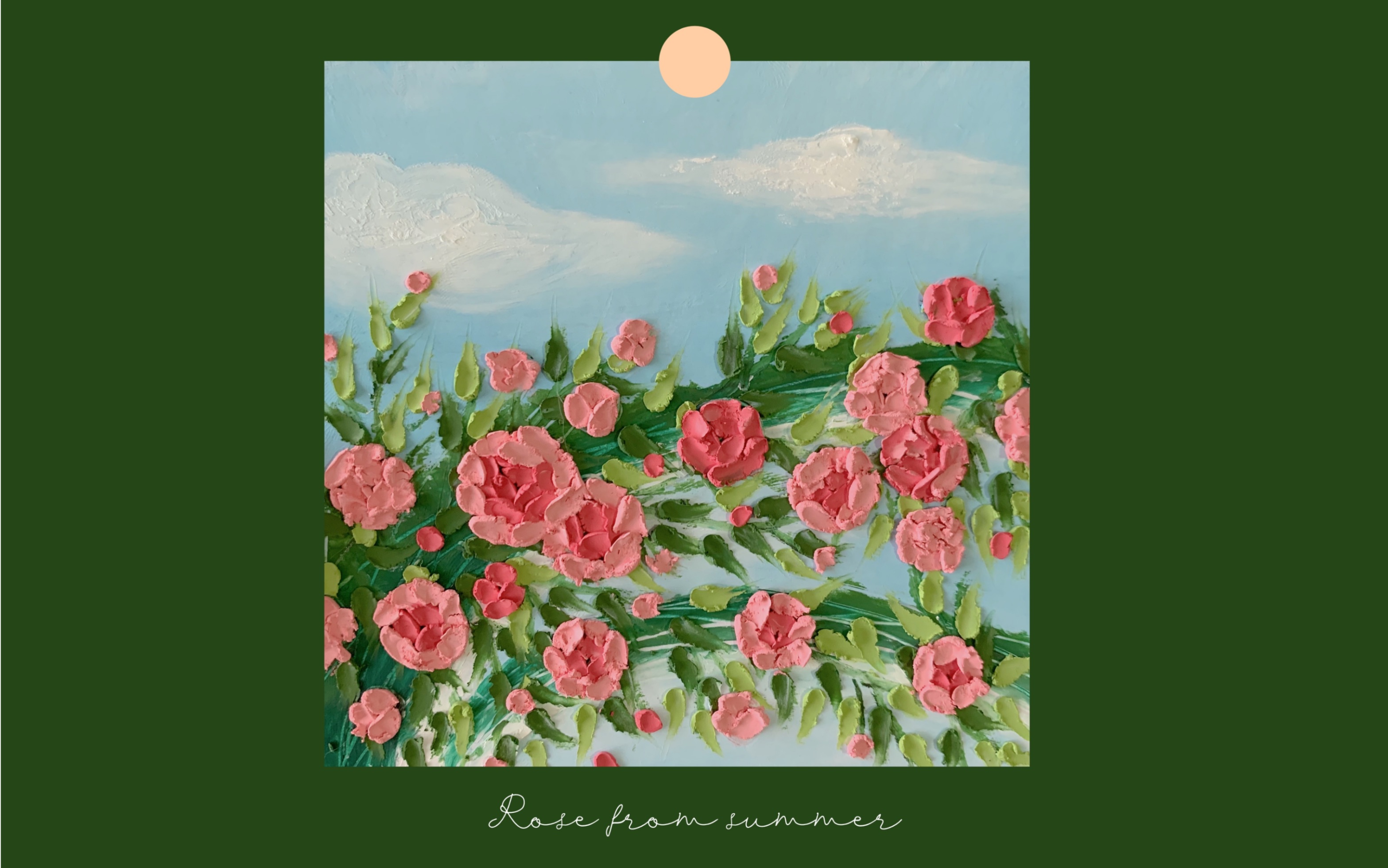 油画棒画-夏天的月季花