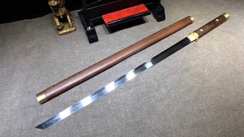 【刀剑鉴赏26寸长款高性能系列素装宽刃刑天唐刀