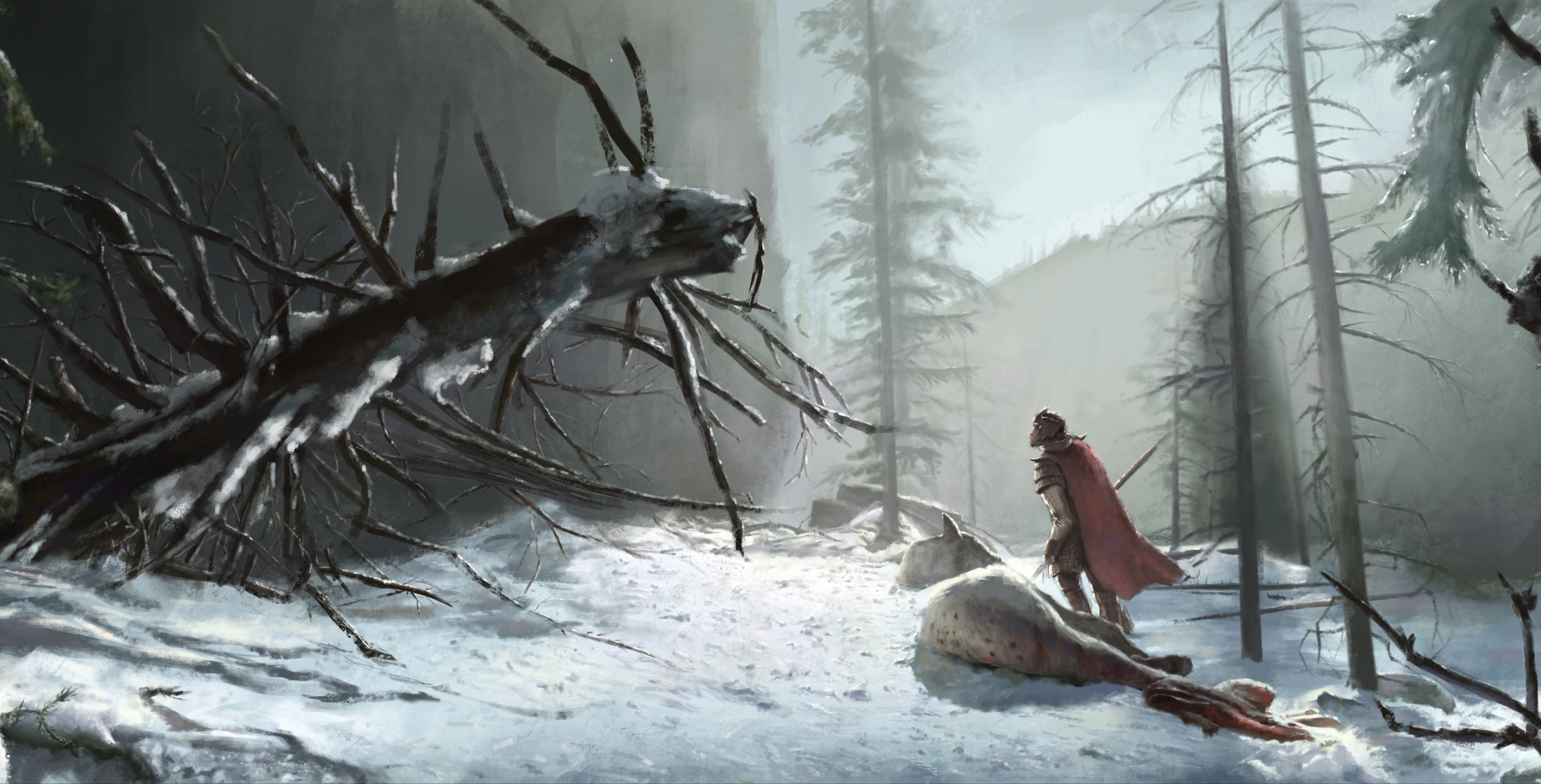 电影 《荒野猎人》场景厚涂