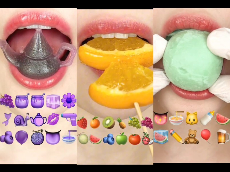 【解压助眠咀嚼音】emoji表情吃播 (紫色)(糖葫芦水果)(糖类)哔哩哔哩bilibili