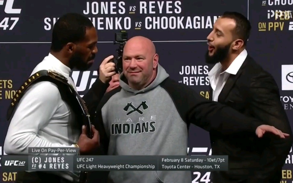 ufc247骨头 乔恩琼斯vs雷耶斯 发布会对视