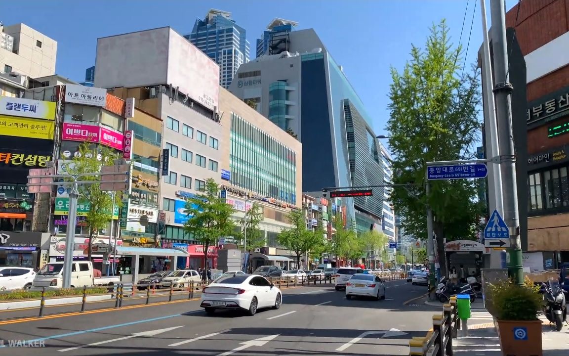 超清韩国漫步釜山市西面驿南浦洞的街道20206
