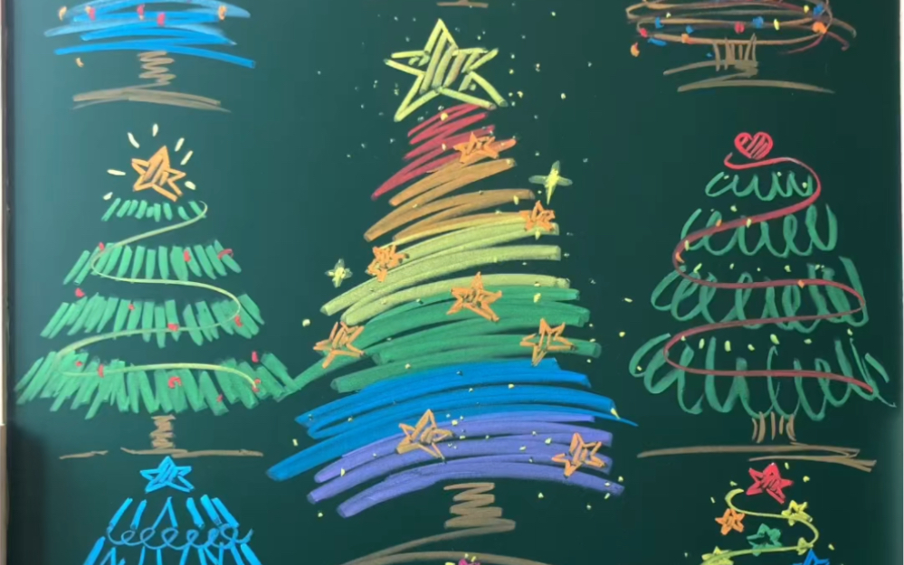 粉笔画一极简圣诞树