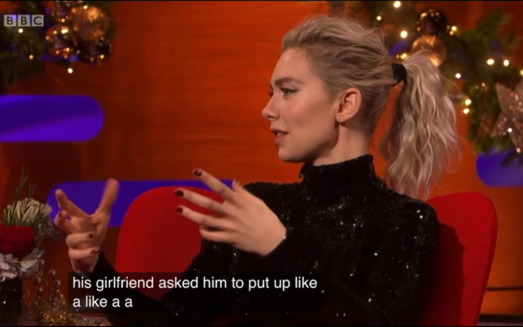 [图]Vanessa Kirby Graham Norton Show最飒的一个黑高领造型｜还有乔治克鲁尼的夸赞｜Pieces of a Woman 女人的碎片