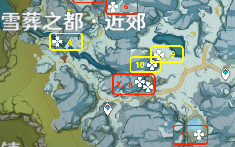 緋紅玉髓雪葬之都近郊區域12個原神無定形