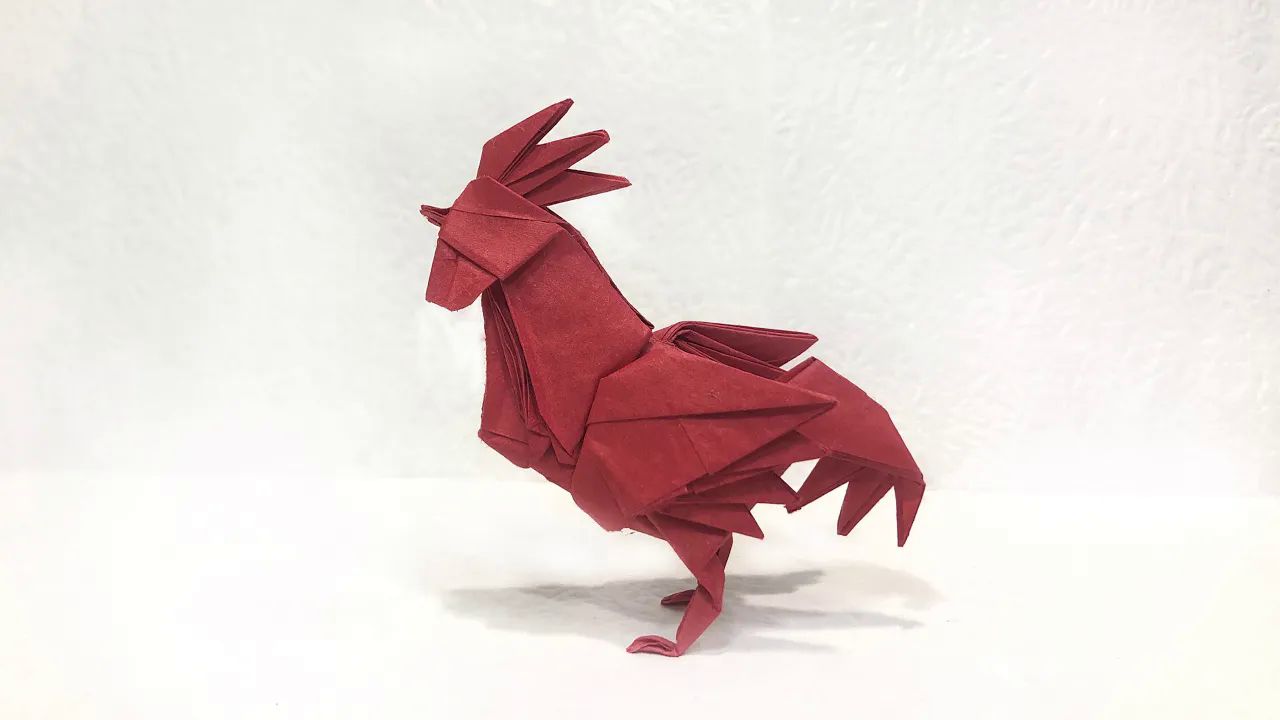 【origami hvt】公鸡折纸教程1 rooster - origami tutorial