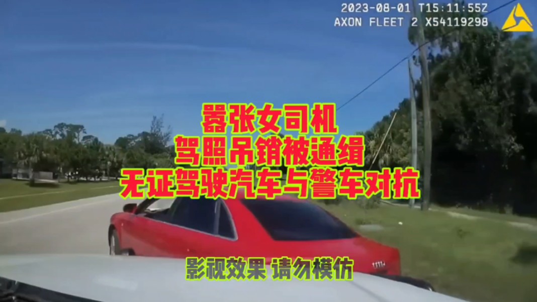 影视:嚣张女司机驾照吊销被通缉,还依然驾驶汽车与警察对抗