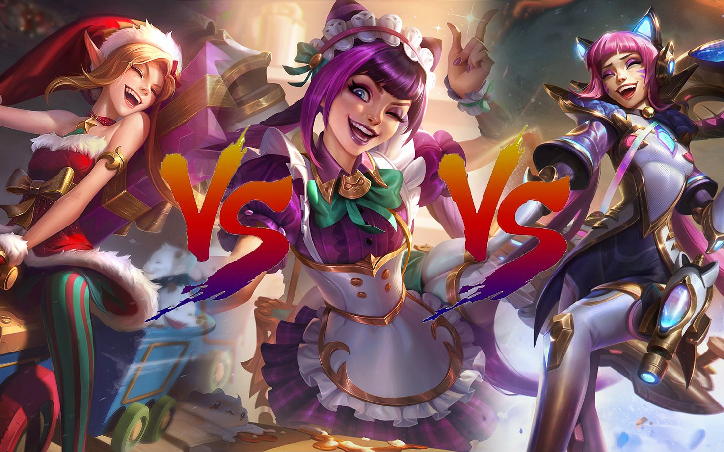 【皮肤对比:暴走萝莉金克丝】圣诞捣蛋鬼 vs 咖啡甜心 vs 至臻幻灵