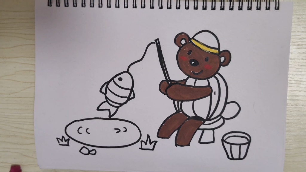 【星星学堂】——云课堂 彩色钓鱼小熊绘画教学