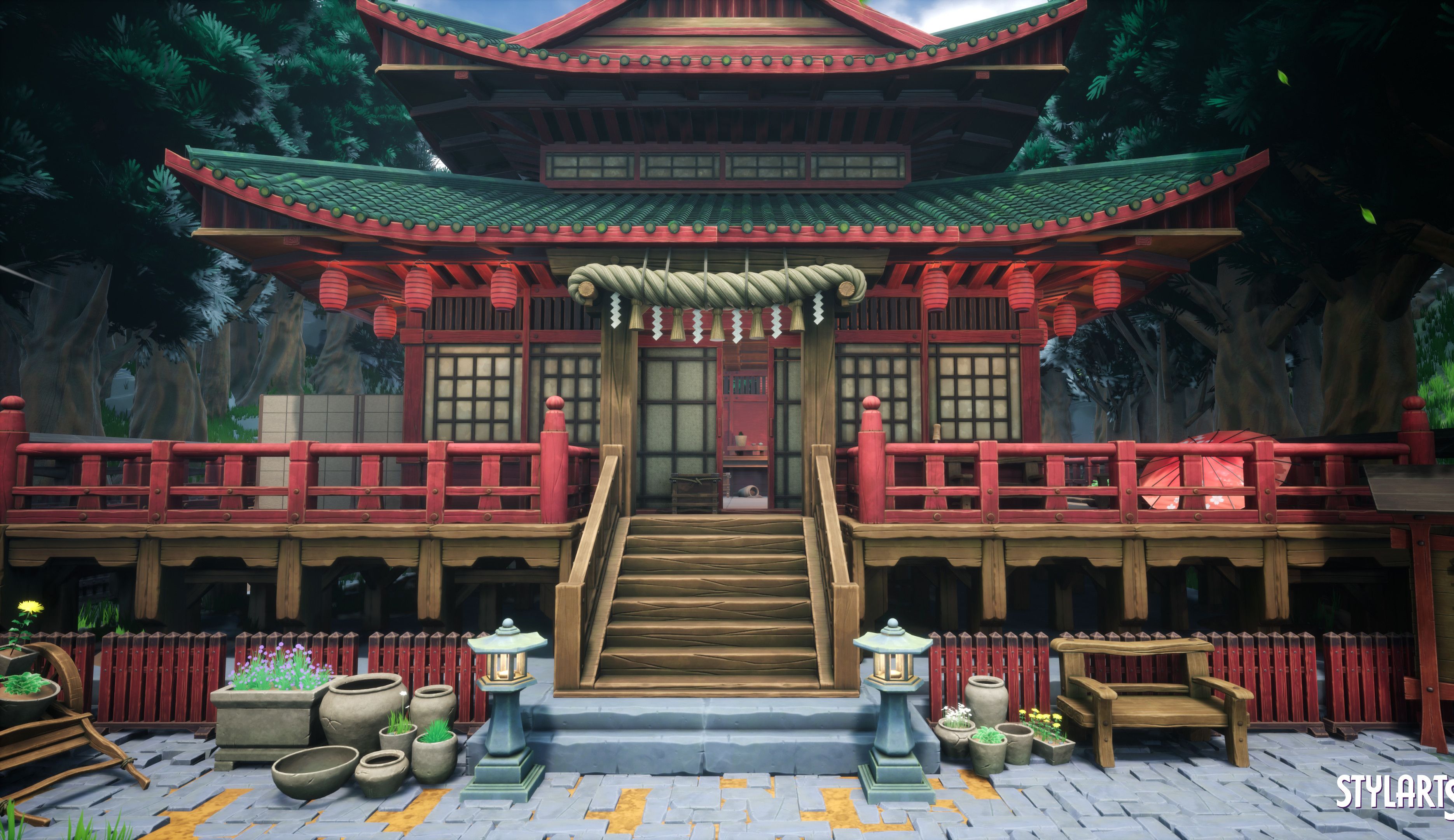 【3dmax教程】风格古建筑游戏场景模型制作