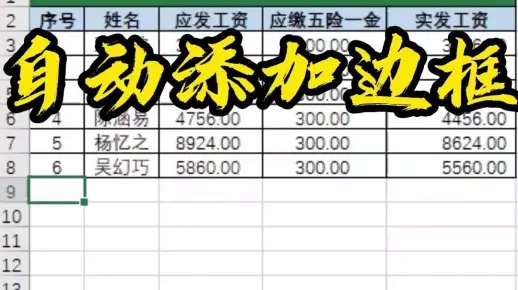 Excel自动添加边框,Excel办公技巧