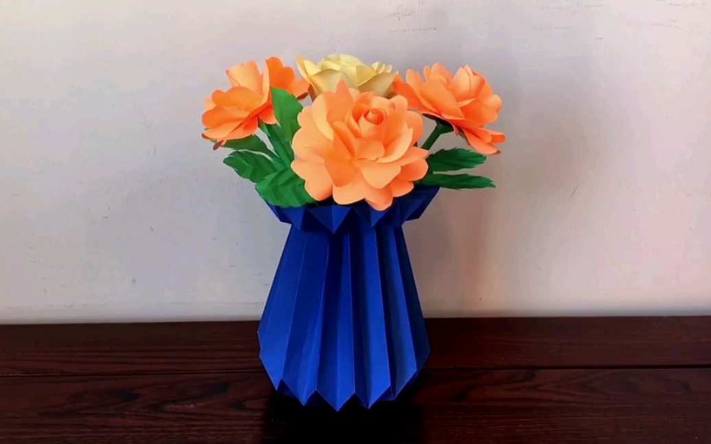 简单折纸花瓶图片