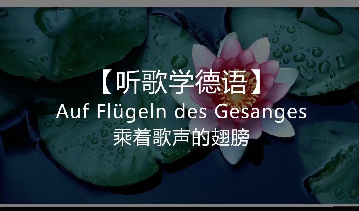 【听歌学德语】乘着歌声的翅膀auf flügeln des gesanges