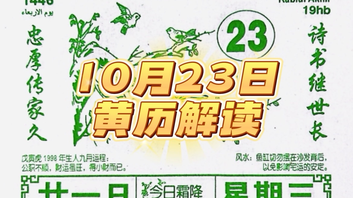 10月23日注意事项!(黄历解读)哔哩哔哩bilibili