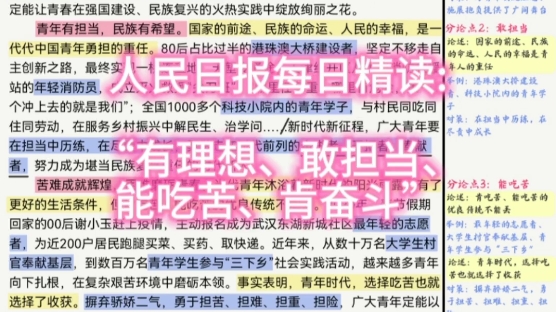 人民日报每日精读:“有理想、敢担当、能吃苦、肯奋斗”哔哩哔哩bilibili