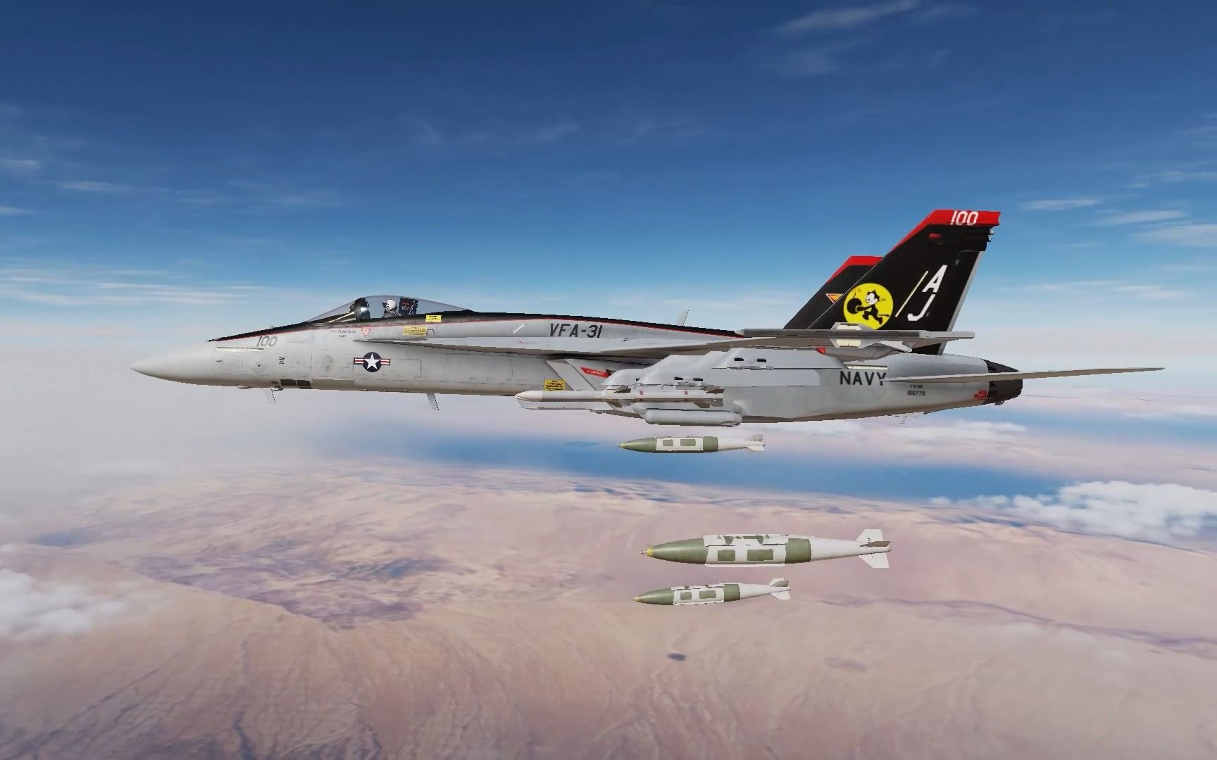 dcs world f/a-18e aim-120d1和aim-9x2空中截击 gbu-31(pp)对地攻击