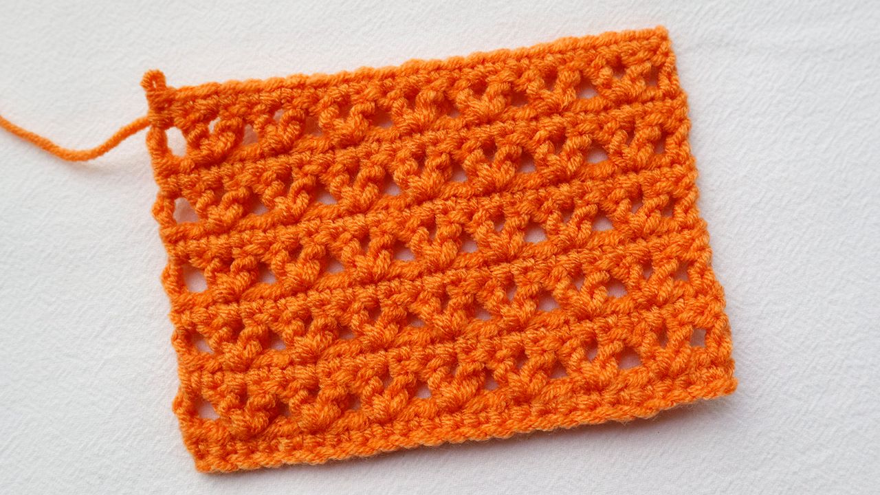 钩针花样编织|花样07|v字型波浪花样