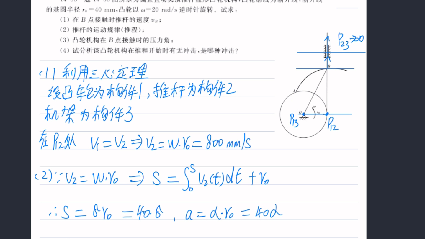 机械原理,偏置直动尖顶推杆盘形凸轮,凸轮机构分析哔哩哔哩bilibili