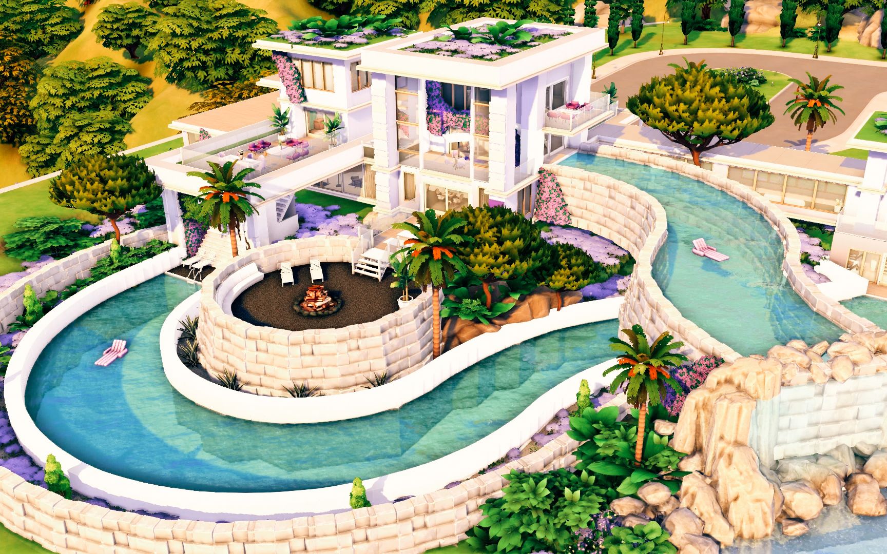 【伊月推荐】n0330 模拟人生4 nocc房子 太阳谷 豪华泳池别墅 64x64