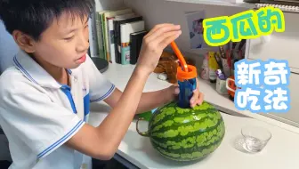 西瓜新奇吃法，用太阳能把西瓜汁抽上来，躺着就能喝太爽了吧