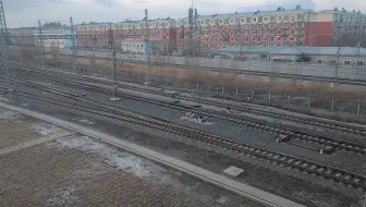 HXD3牵引敞车大列驶入大庆东编组站