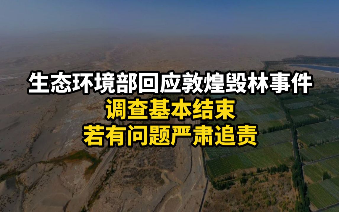 生态环境部回应敦煌毁林事件:调查基本结束,如有问题严肃追责!哔哩哔哩bilibili