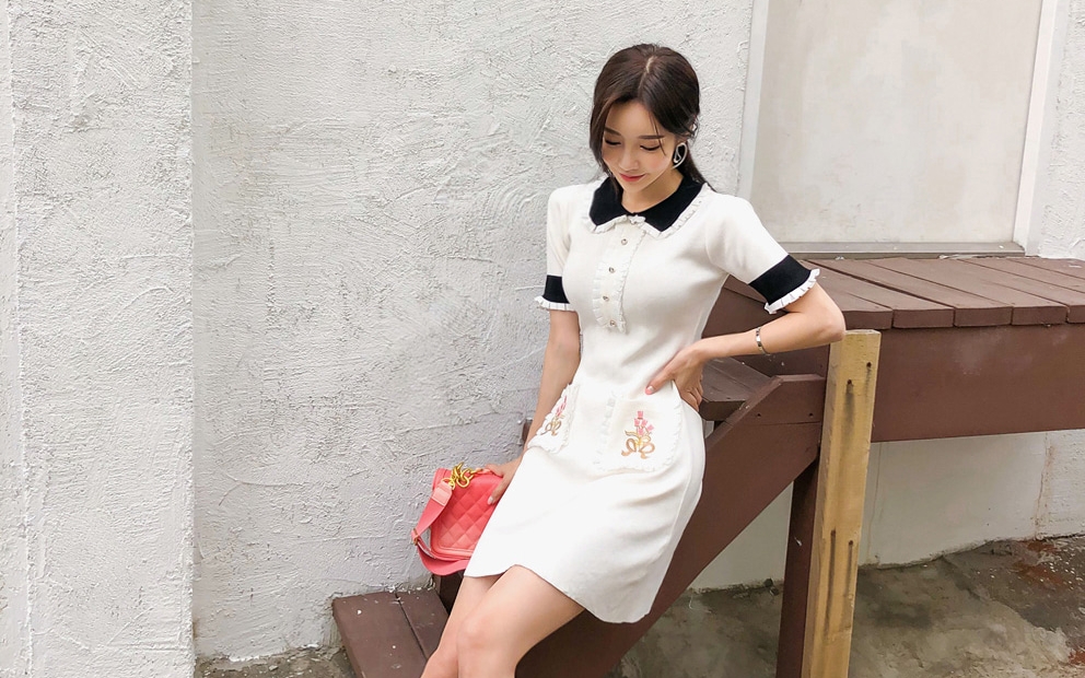 孙允珠,白色连体短裙穿搭