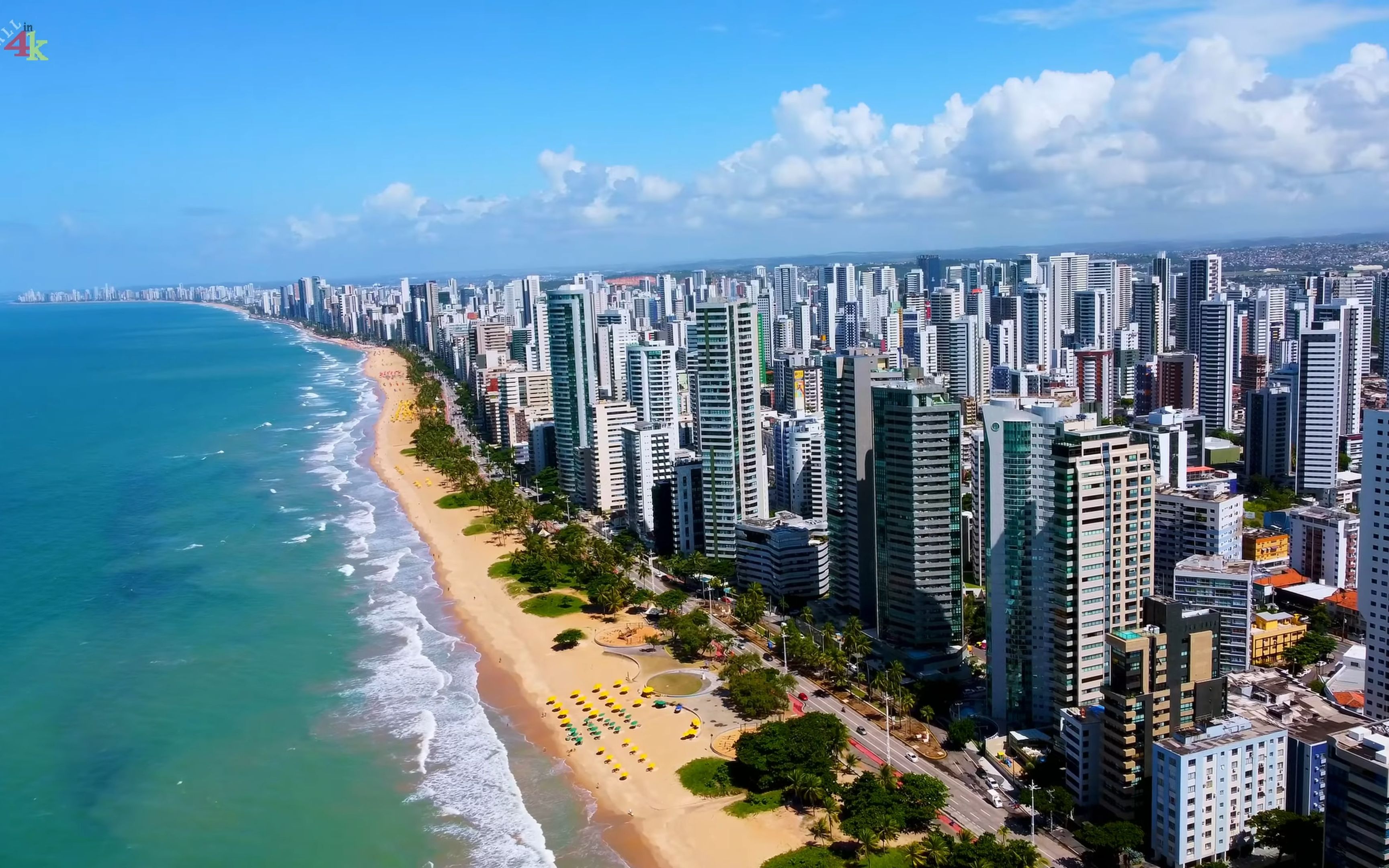 4k超高清巴西巴西第五大城市大西洋沿岸的累西腓4k无人机画面2022731