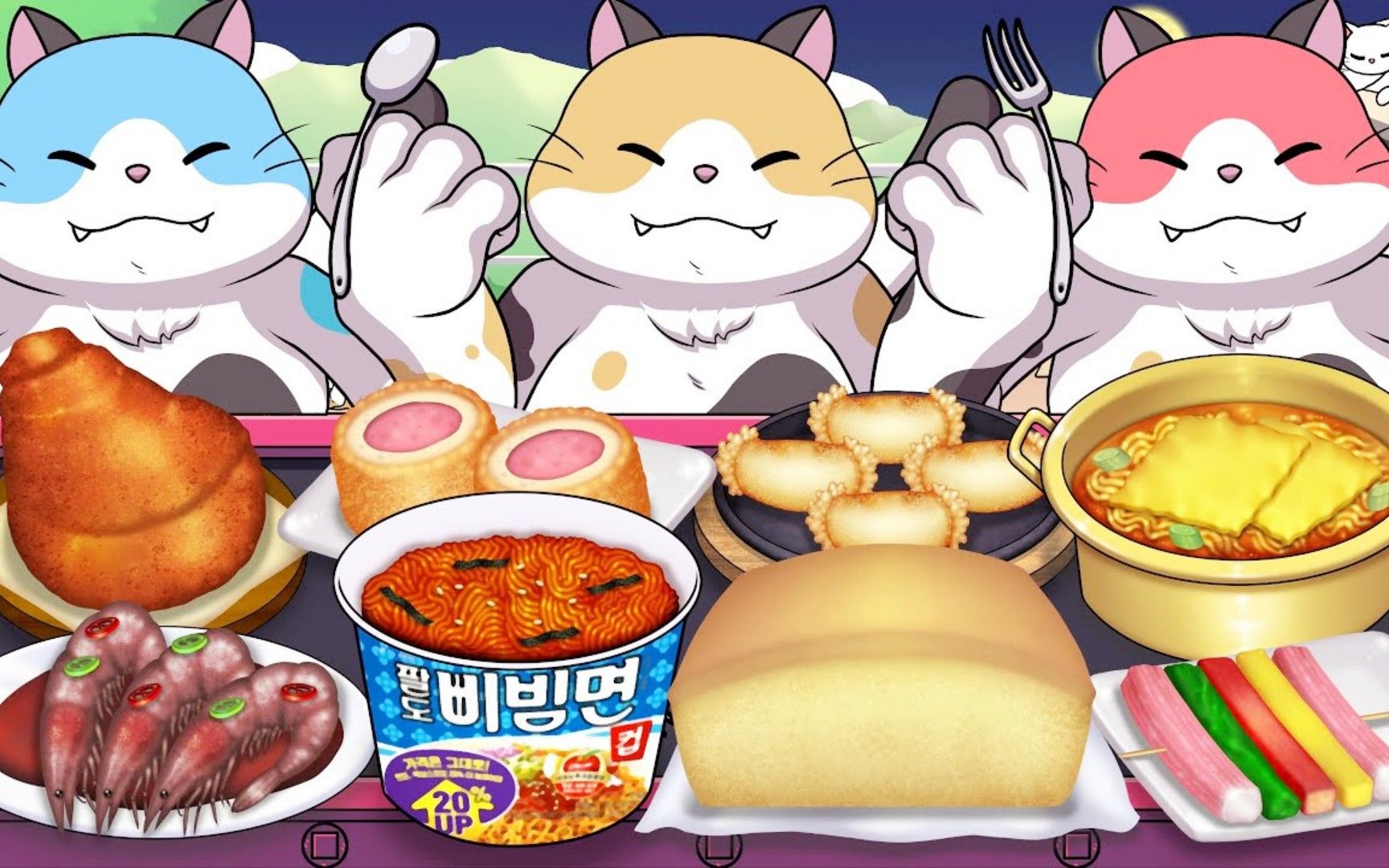 美食动画:料理猫王三兄弟开启美食之旅,丰富多样的食品好好吃!