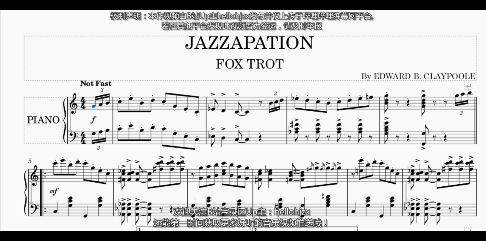 [图]爱德华·克莱普尔：《爵士风格的狐步舞曲》-Edward B. Claypoole：Jazzapation （1920年出版的拉格泰姆作品）