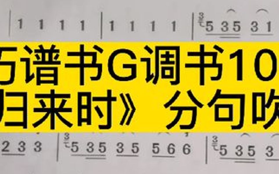 [图]技巧谱书G调书109页《赶摆归来时》分句吹奏示范