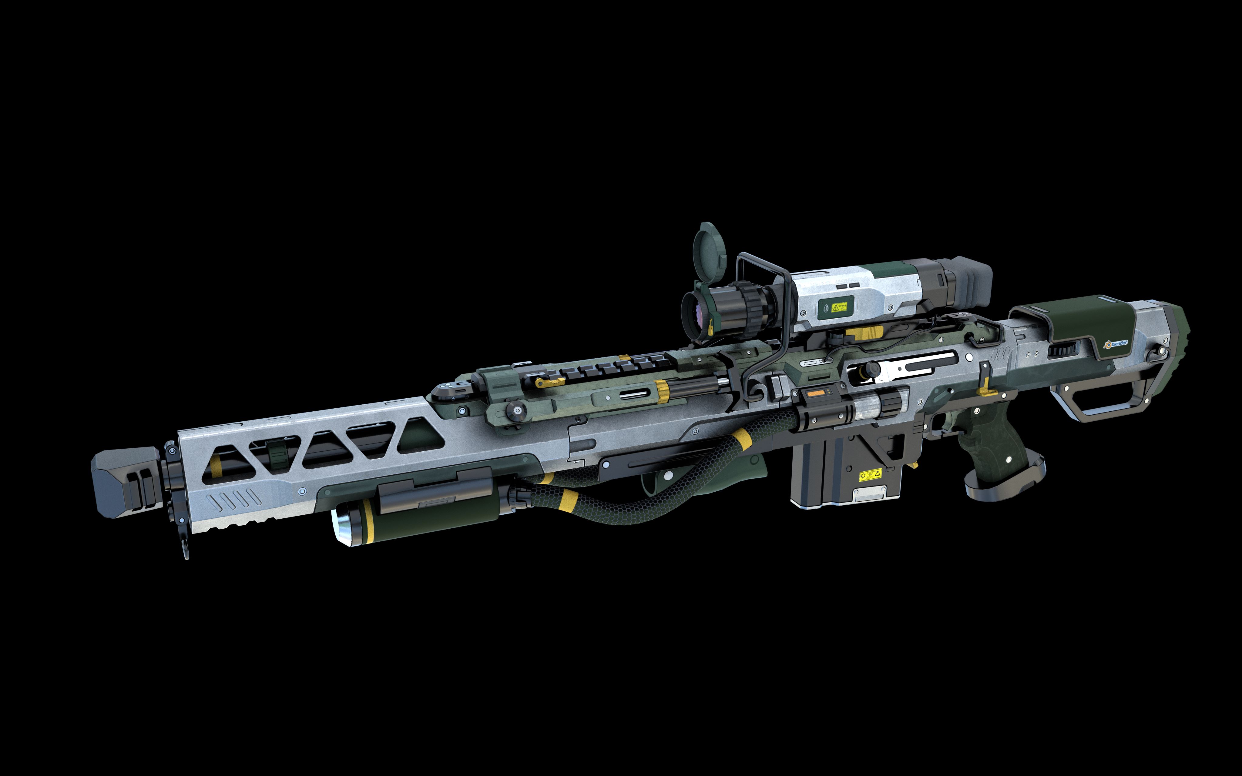 maya硬表面建模,科幻风狙击枪,个人练习作品