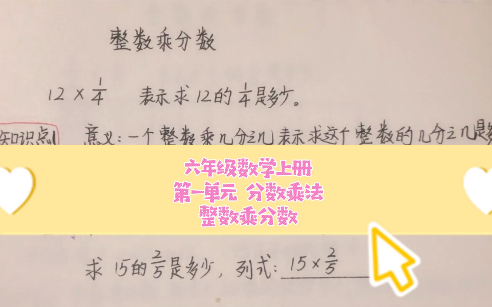 [图]六年级数学上册第一单元《分数乘法》整数乘分数，一个数乘分数就表示求这个数的几分之几是多少