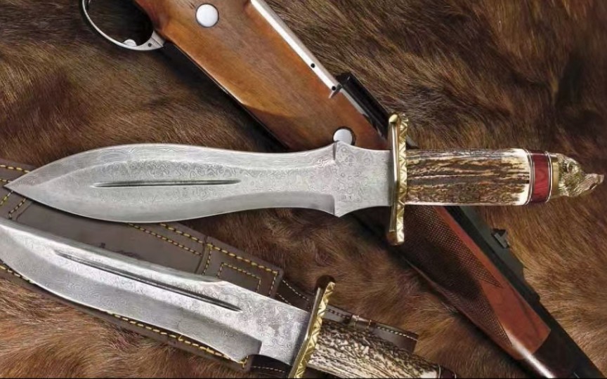 西班牙鹿牌～大马士革,鹿角罗马短剑,粗旷又不失华丽