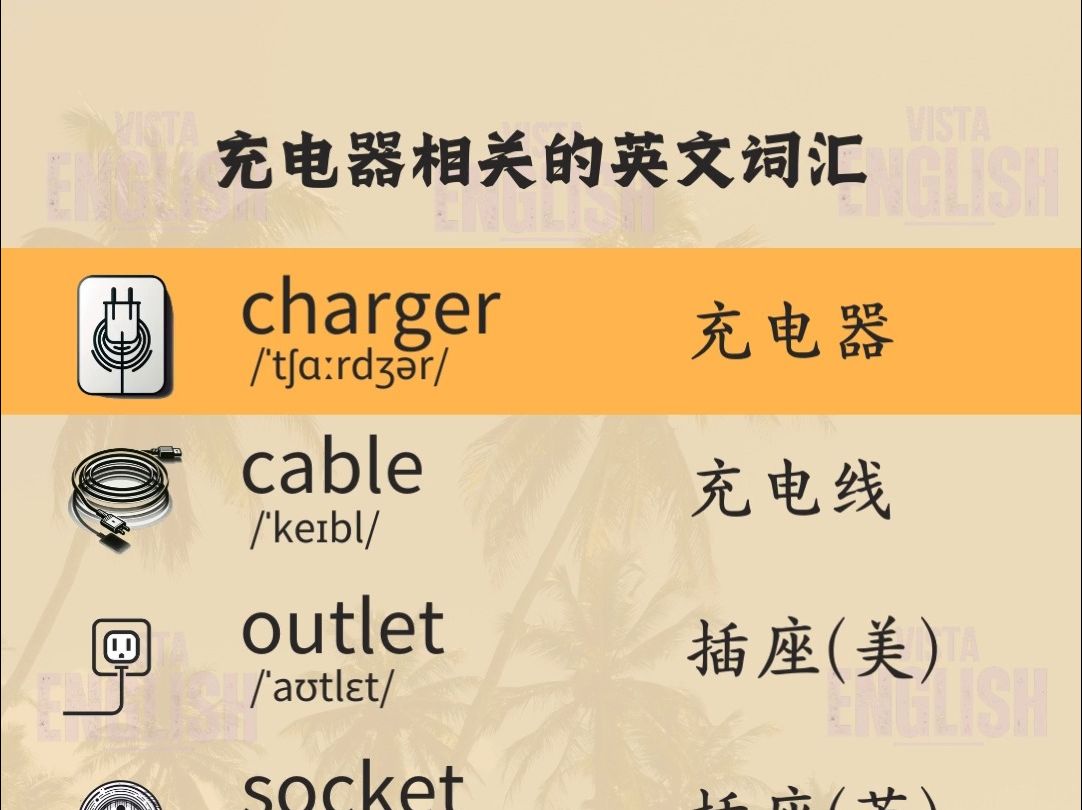 充电器充电线相关英文词汇—速记单词哔哩哔哩bilibili
