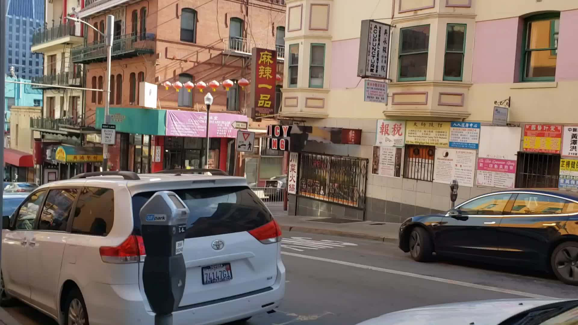 旧金山唐人街花园角广场的鸽子越来越多了~20201228美国加州旧金山