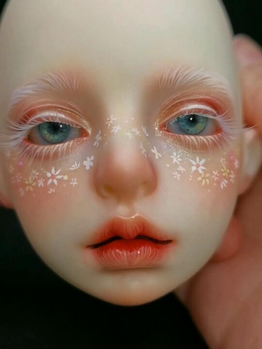 白化真人风bjd娃娃妆面